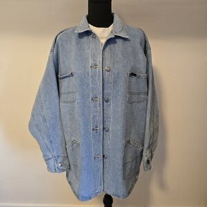 Vintage 80's Oversized Chore Barn Coat Denim Jacket By Blue Black International